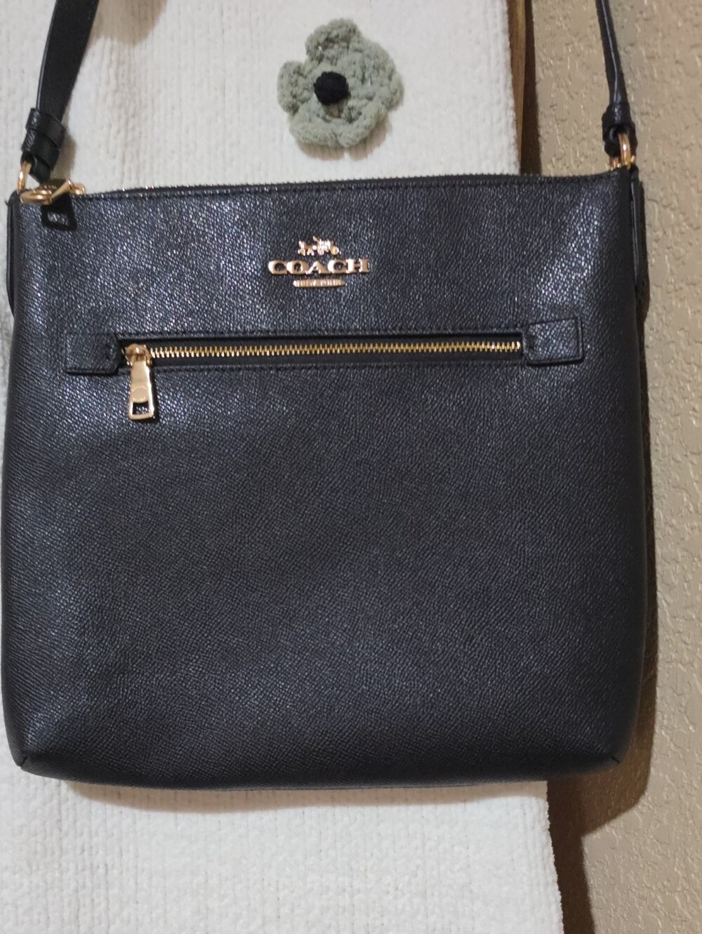 Coach Rowan File Bag in black  crossgrain leather.